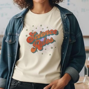 Retro Science Rules Comfort Colors T-Shirt, Unisex Tee, Vintage 70s Style Shirt, Bill Nye Fan Gift, Science Teacher Apparel, Science T-Shirt