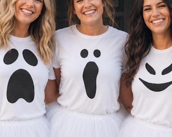 Ghost Face Group Costume Shirt: Cute Ghost Costume Tee, Easy Halloween Costume, Spooky Season T Shirt, Matching Group Halloween Shirt