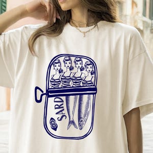 Sardine Barbie T-Shirt: Comfort Colors Italian Summer Tee, Tinned Fish Graphic, Fisherman Aesthetic, Doll Shirt, La Dolce Vita, Amalfi Coast image 1