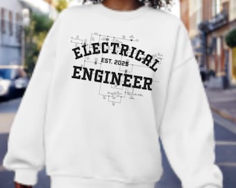 Custom Electrical Engineer Sweatshirt, College Graduation Gift, Personalized Year Established Shirt, Circuit Diagram, Cotton Blend Crewneck