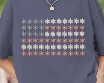 Atomic American Flag Comfort Colors T-Shirt: Patriotic Science Tee, Molecular Structure Phd Student Graduation, Memorial Day 100% Cotton Tee