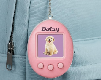 Custom Pet Tamagotchi Style Plush Keychain: Personalized Photo and Name, Pet Lover Gift, 2000s 90s Aesthetic