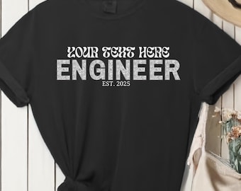 Chinoiserie Custom Engineer T-shirt - Unique Design, Choose Your Discipline and Year, Graduation Gift, Engineer Gift, Personalized Shirt