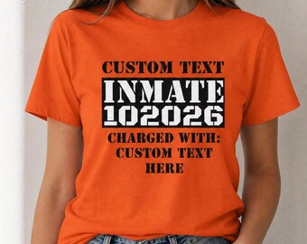 CUSTOM Prisoner Halloween Costume Shirt: Personalized Inmate Costume Tee, Easy Group Halloween Costume, Family Halloween, Team Costume