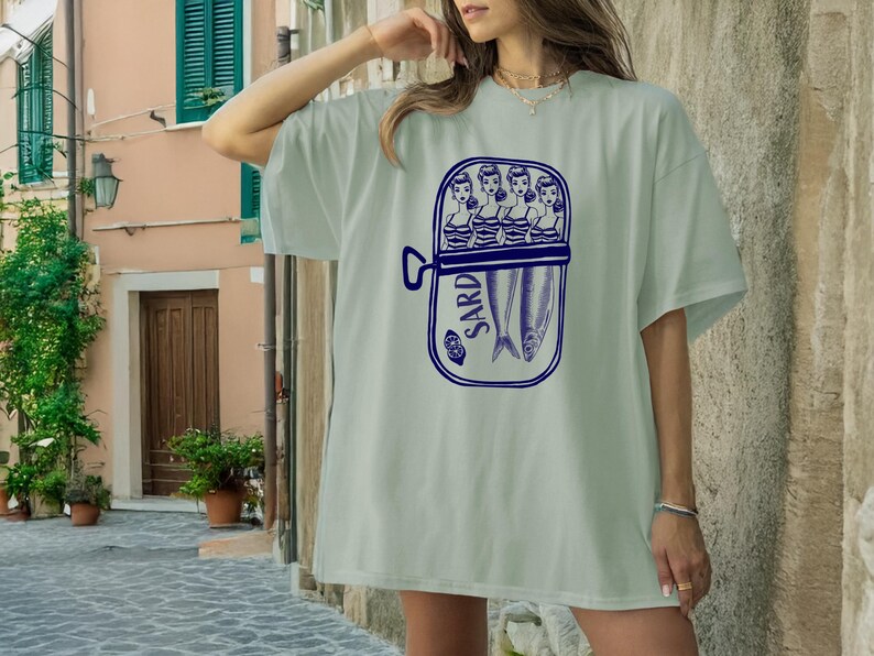 Sardine Barbie T-Shirt: Comfort Colors Italian Summer Tee, Tinned Fish Graphic, Fisherman Aesthetic, Doll Shirt, La Dolce Vita, Amalfi Coast image 6