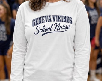 Camiseta universitaria retro de manga larga personalizada: Camiseta personalizada para profesores, camiseta escolar, nombre de la escuela personalizado, regalo para profesores, camiseta para educadores.