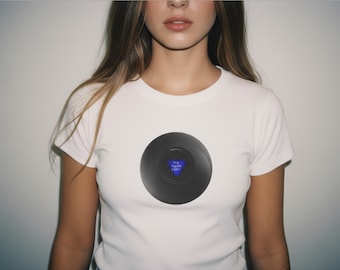 Camiseta personalizada de Bola 8 Mágica para Bebé: Divertida y nostálgica camiseta corta de los años 90 y 2000, con mensaje personalizado.