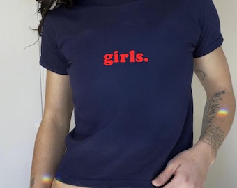 Girls Y2K Baby Tee: Lesbian Crop Top, Girlfriend Gift, 100% Cotton