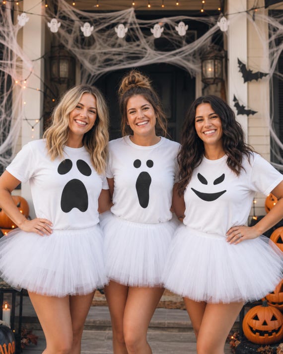 Ghost Face Group Costume Shirt: Cute Ghost Costume Tee, Easy Halloween Costume, Spooky Season T Shirt, Matching Group Halloween Shirt