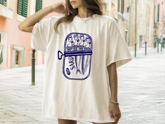 Sardine Barbie T-Shirt: Comfort Colors Italian Summer Tee, Tinned Fish Graphic, Fisherman Aesthetic, Doll Shirt, La Dolce Vita, Amalfi Coast