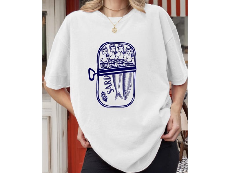 Sardine Barbie T-Shirt: Comfort Colors Italian Summer Tee, Tinned Fish Graphic, Fisherman Aesthetic, Doll Shirt, La Dolce Vita, Amalfi Coast image 4