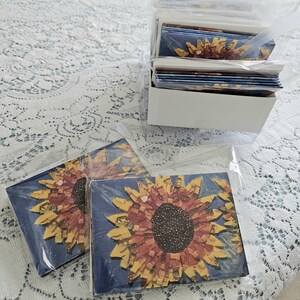 Lot de 6 cartes de correspondance, tournesol, plage, coucher soleil, levers de soleil, champ lavande, phare, fleur, été, automne, printemps, baie, sympathie, blanc, intérieur