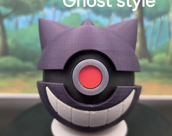 3D Printed Ghost Sphere Collectible, Gengar-Inspired Desk Decor, Spooky Gamer Display