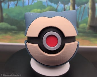 Snorlax Inspired Pokeball Sphere, 3D Printed Collectible Desk Decor, Gaming Accessory