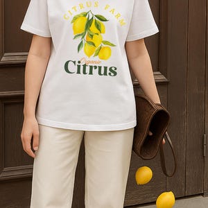 Lemon Graphic Tee: Watercolor Citrus Farm Design, Vintage Style