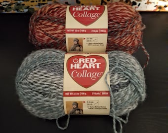 Red Heart Collage discontinued yarn. Tundra and Red Chief