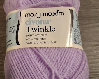 Mary Maxim white and Lavendar yarn lot 7 3043 and 3236-0001