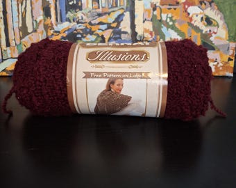 Bernat Illusions hard to find vintage yarn Deep Mulberry 5oz