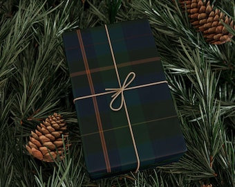 Op Ralph Lauren geïnspireerd groen geruit inpakpapier, geruite tartan cadeaupapier