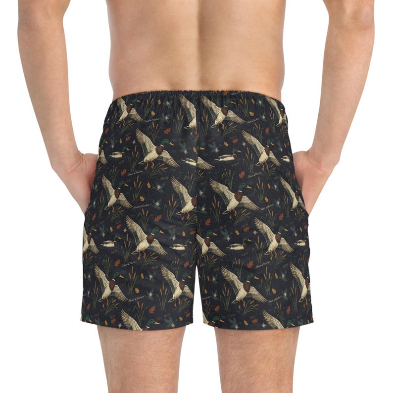 Mallard Drake Marsh Print Swim Trunks | Vintage Waterfowl Hunting AOP image 6