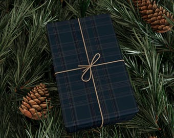 Ralph Lauren geïnspireerd blauw geruit inpakpapier, geruite tartan cadeaupapier