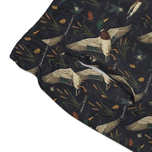 Mallard Drake Marsh Print Swim Trunks | Vintage Waterfowl Hunting AOP image 7