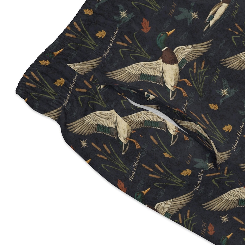 Mallard Drake Marsh Print Swim Trunks | Vintage Waterfowl Hunting AOP image 7