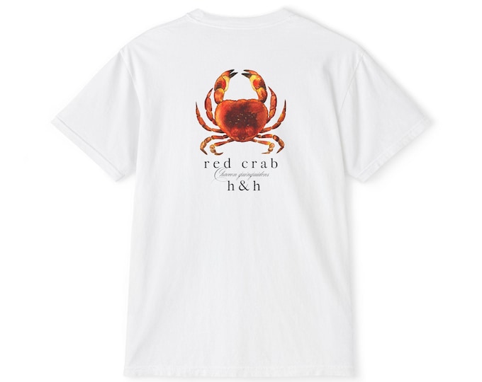 Red Crab Unisex Pocket T-Shirt, Perfect for Summer Adventures, Beach Days, Boating Trips, Casual Wear, Gifts for Sailors