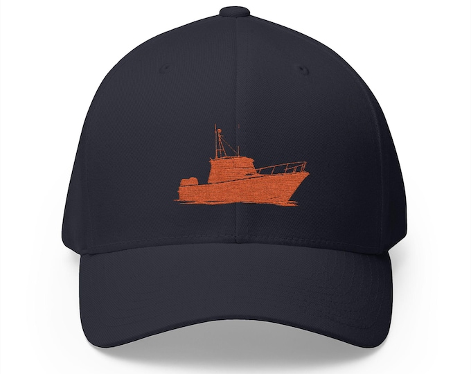 Fishing Boat American Flag Embroidered Cap - Hunt & Harbor