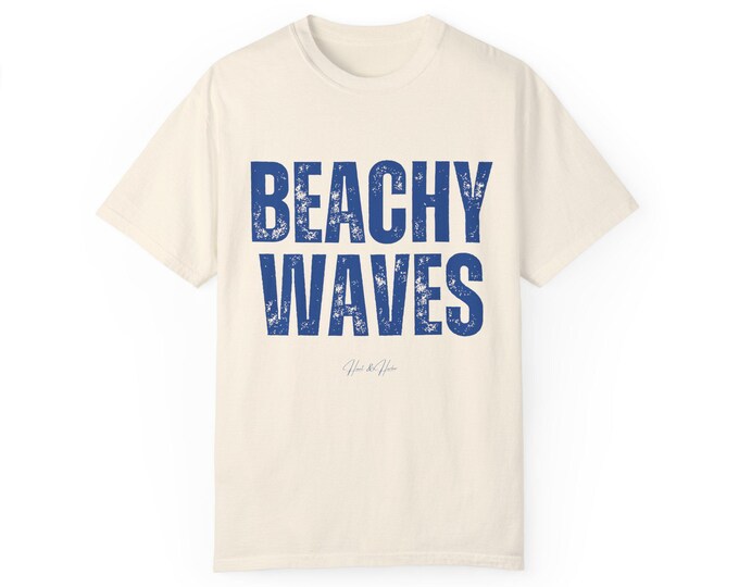 Beachy Waves Unisex Garment-Dyed T-shirt, Casual Summer Apparel, Beach Lover Gift, Travel Clothes, Graphic Tee