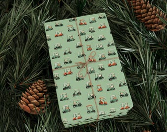 Golf Cart Custom Wrapping Papers, Golf Theme Masculine Gift Wrap for Golfers