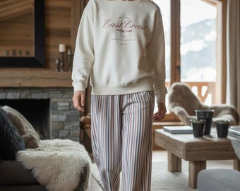 Nantucket Stripe Pajama Pants, Lounge Sleepwear, Comfy PJ Bottoms, Relaxing Loungewear