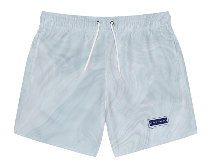 Men's Marble Wave Swim Trunks - Cool Ocean Vibe for Summer Fun