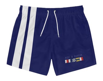 Nautical Signal Flags Swim Trunks | Coastal Preppy Boating Shorts