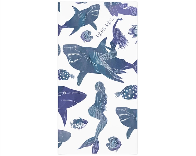 Shark & Mermaid Neck Gaiter, Fishing Face Cover, Sun Protection Scarf, Breathable Neck Wrap, Cool Design Face Shield