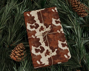 Cow Print Wrapping Paper, Animal Print Masculine Gift Wrap