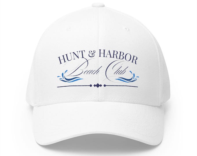 Beach Club Embroidered Cap (White/Navy) - Hunt & Harbor