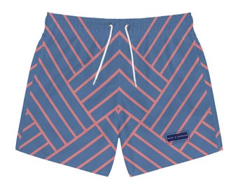 Men's Geometric Striped Swim Trunks - Trendy Vibe for Summer Fun
