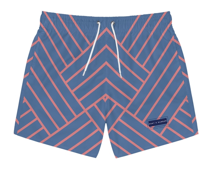 Men's Geometric Striped Swim Trunks - Trendy Vibe for Summer Fun