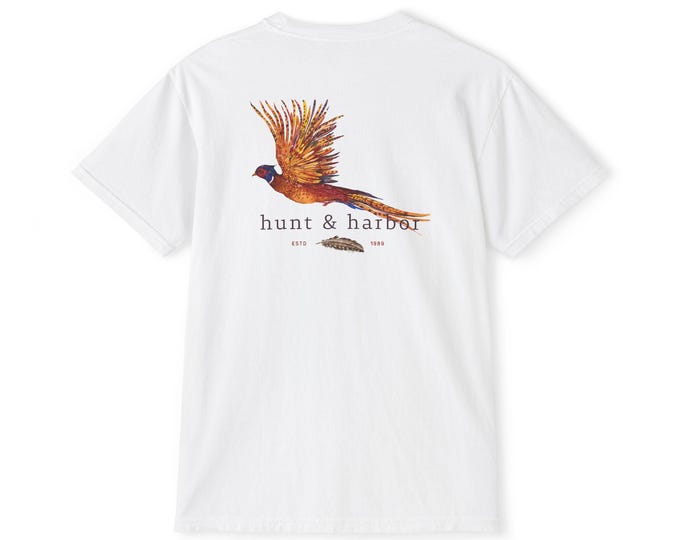Pheasant Unisex Pocket T-Shirt, Perfect for Summer Adventures, Hunting, Boating Trips, Casual Wear, Gifts for Hunters