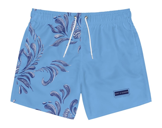 Men's Swim Trunks, Blue Baroque