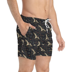 Mallard Drake Marsh Print Swim Trunks | Vintage Waterfowl Hunting AOP image 5