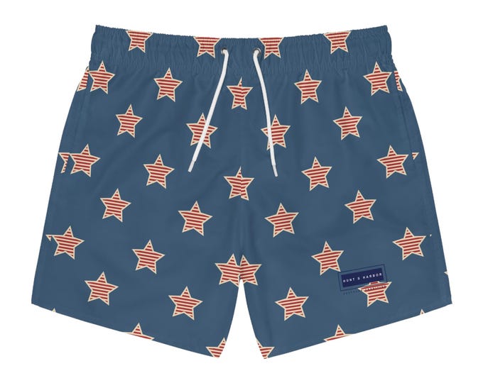 Men's Patriotic Stars Swim Trunks - Cool Vibe for Summer Fun