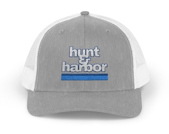 Hunt the Harbor Snapback Trucker Cap (Sport Logo) - Coastal Vibe Hat for Beach Lovers