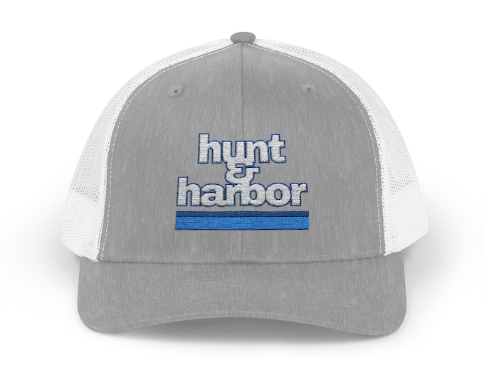 Hunt the Harbor Snapback Trucker Cap (Sport Logo) - Coastal Vibe Hat for Beach Lovers