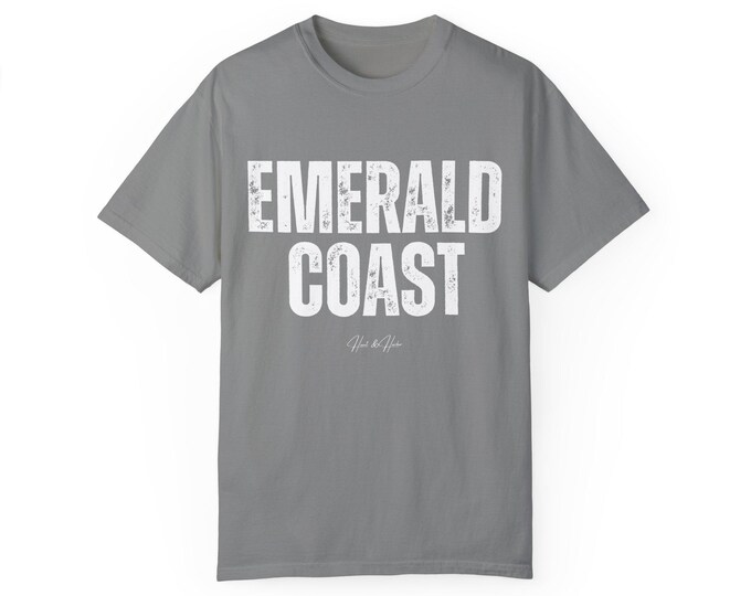Emerald Coast Unisex Garment-Dyed T-shirt, Casual Summer Apparel, Beach Lover Gift, Travel Clothes, Graphic Tee