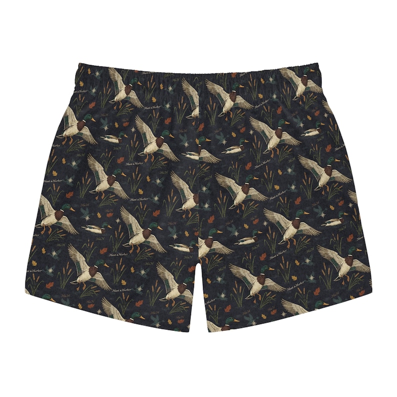 Mallard Drake Marsh Print Swim Trunks | Vintage Waterfowl Hunting AOP image 3