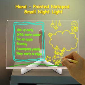 Pizarra LED iluminada Eucomir, 30 x 20 cm, con soporte ajustable y 7 rotuladores, pizarra para escribir, pizarra de dibujo LED