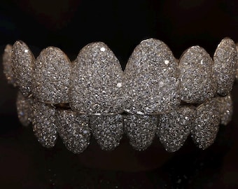 Custom Bustdown Grillz: Hand-Set Lab Diamonds, Silver or Gold