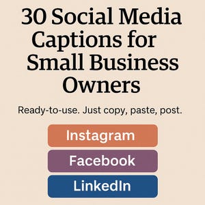 30 Social Media Captions for Small Business Owners | Copy & Paste Content | Instagram, Facebook, LinkedIn | Digital Download